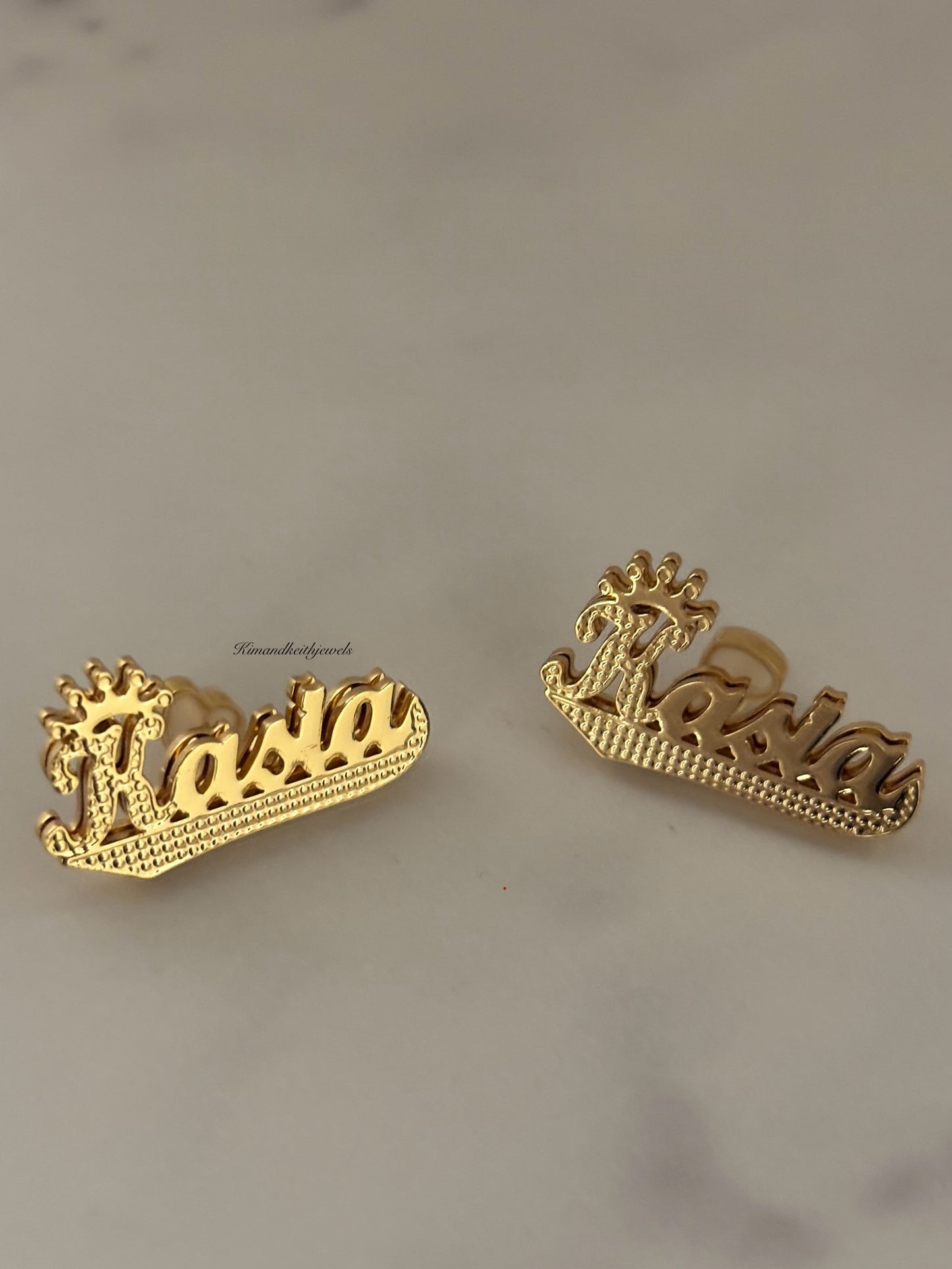 Double-Plated Name Earrings