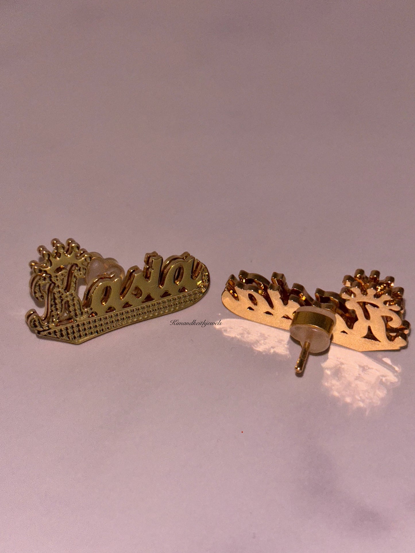 Double-Plated Name Earrings