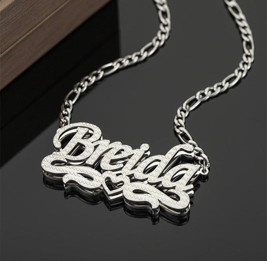 3D Name Necklace w/ Open Heart