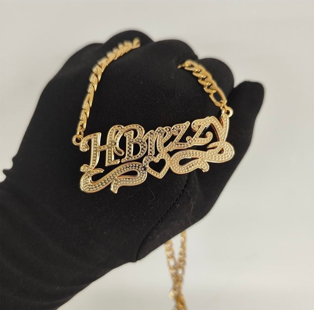 3D Name Necklace w/ Open Heart