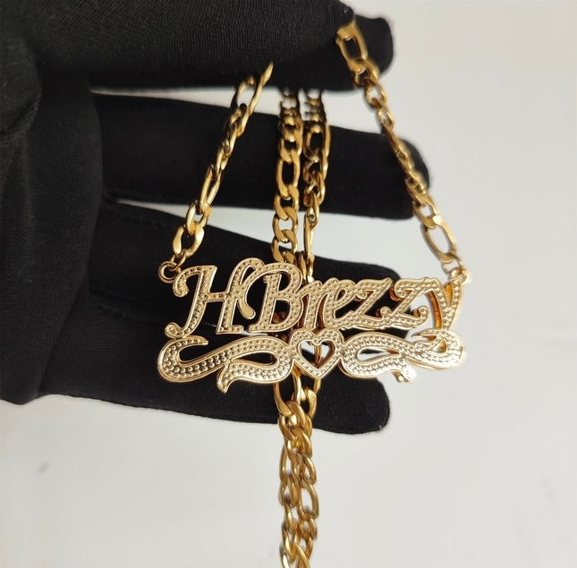 3D Name Necklace w/ Open Heart