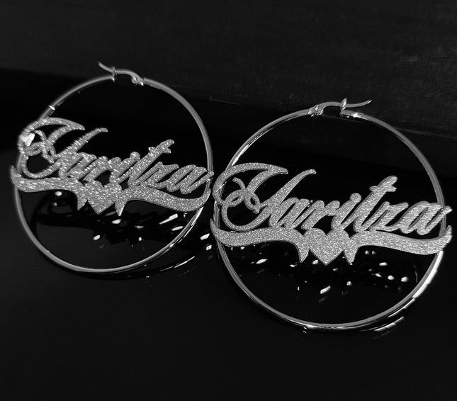 Personalized Bling Hoop Earrings