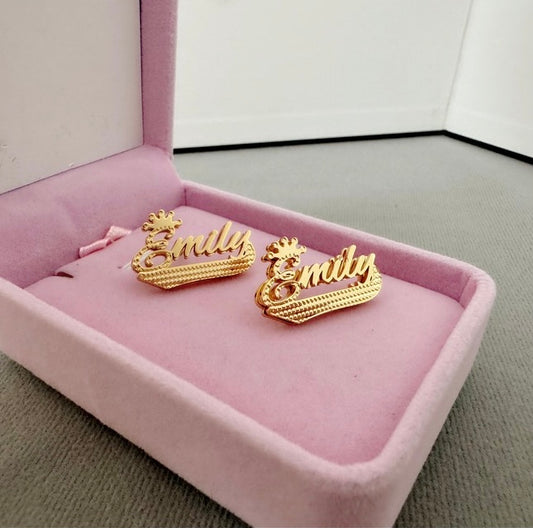 Double-Plated Name Earrings