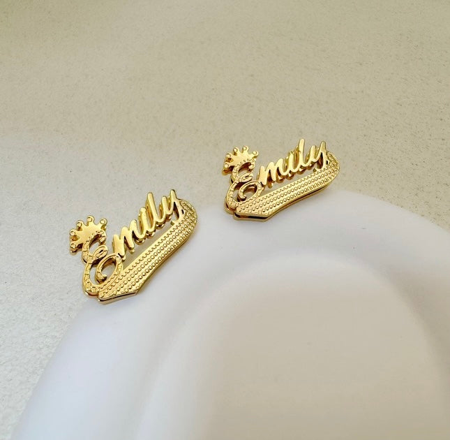 Double-Plated Name Earrings