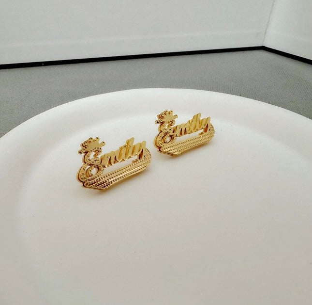 Double-Plated Name Earrings
