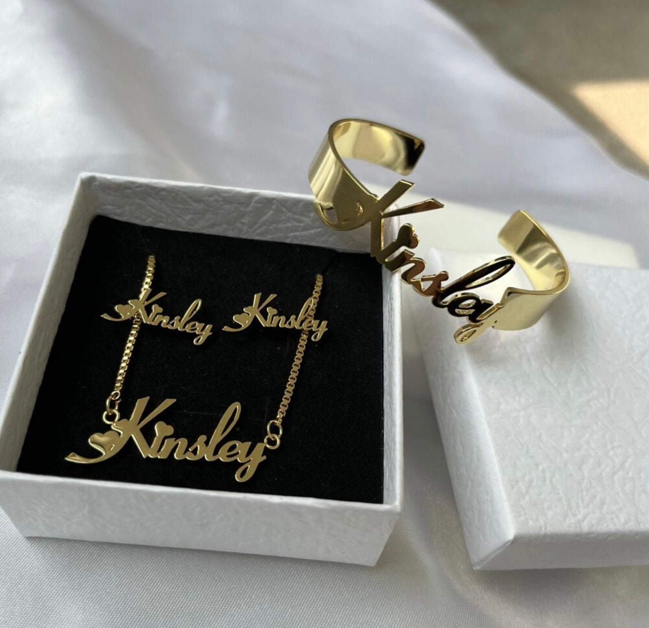 Heart Name Jewelry Set (Necklace, Earrings , & Bracelet – Kids)