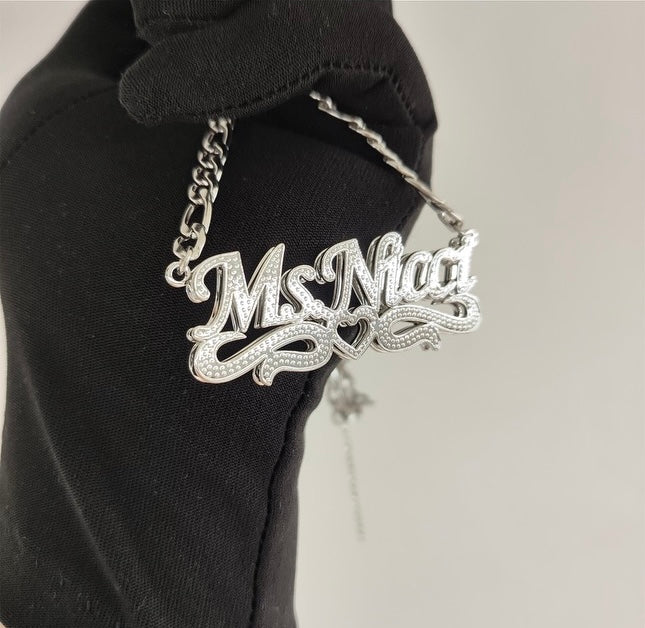 3D Name Necklace w/ Open Heart