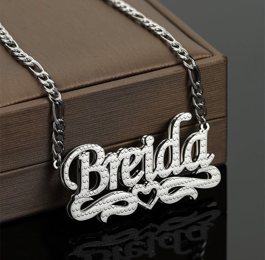 3D Name Necklace w/ Open Heart