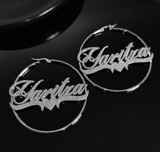Personalized Bling Hoop Earrings