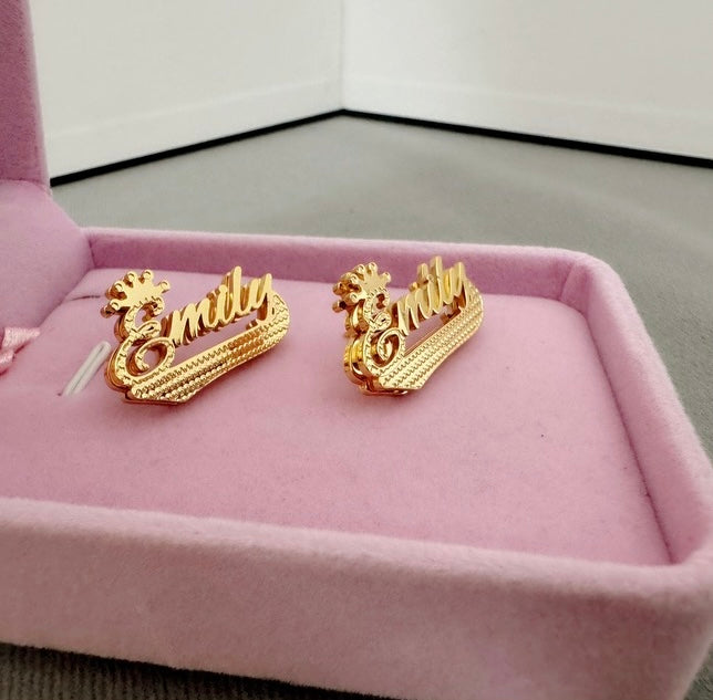 Double-Plated Name Earrings
