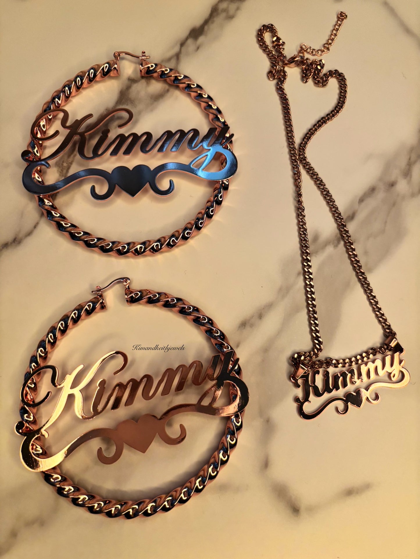 Everyday Name Set (Cuban chain necklace & twist hoop earrings )